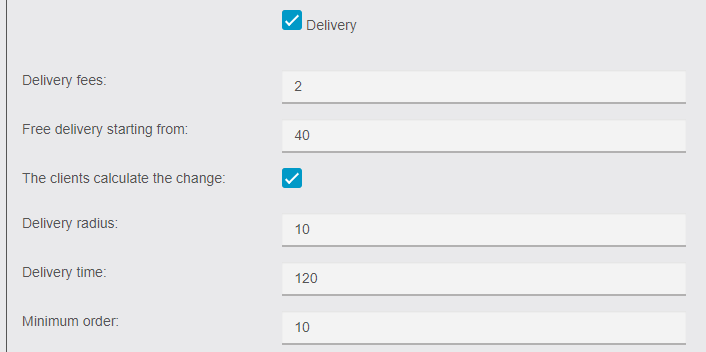 commerce delivery setting