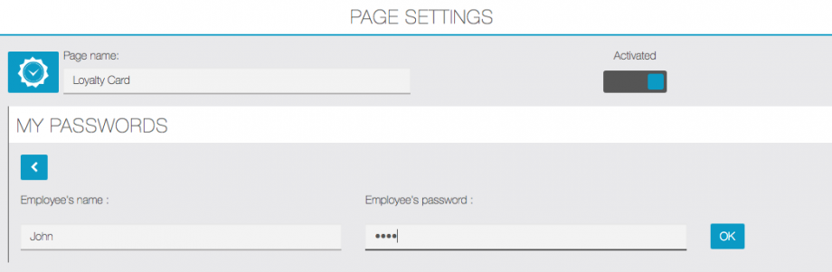 Loyalty Card password setup