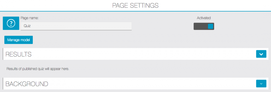 quiz page setting