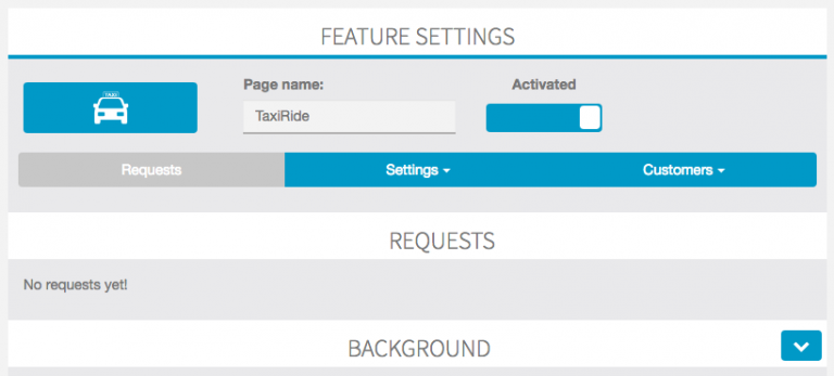 TaxiRide feature settings