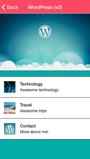 WordPress in app view2