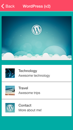 WordPress in app